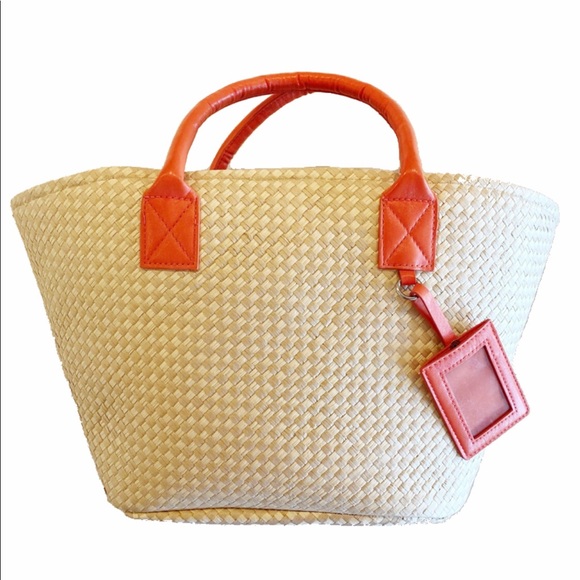 Handbags - New straw tote with orange handles